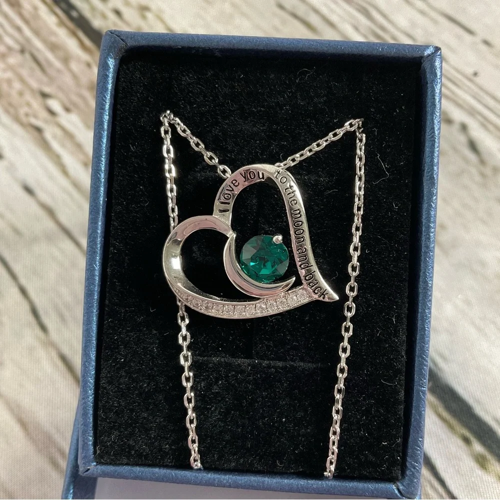 Elda & Co Sterling Silver .925 Heart Necklace Love You To The Moon And Back Gift - Picture 2 of 5
